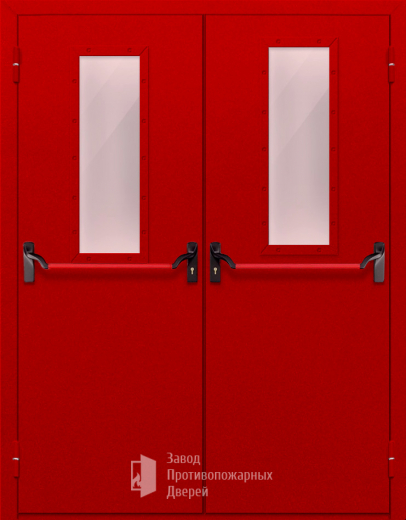 Фото двери «Двупольная с стеклом и антипаникой (красная)» в Щербинке