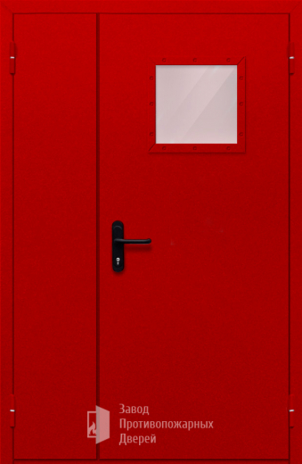 Фото двери «Полуторная со стеклопакетом (красная)» в Щербинке