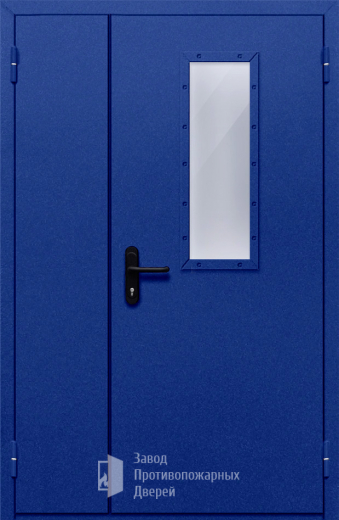 Фото двери «Полуторная со стеклом (синяя)» в Щербинке