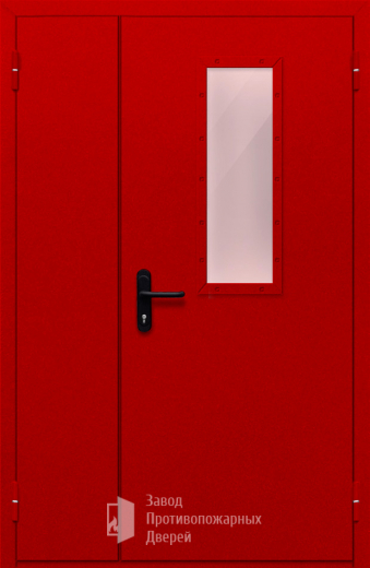 Фото двери «Полуторная со стеклом (красная)» в Щербинке