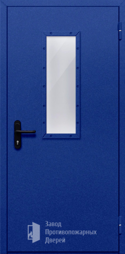 Фото двери «Однопольная со стеклом (синяя)» в Щербинке