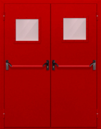 Фото двери «Двупольная со стеклопакетом и антипаникой (красная)» в Щербинке