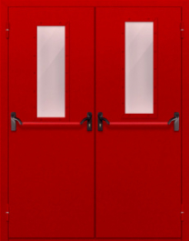 Фото двери «Двупольная с стеклом и антипаникой (красная)» в Щербинке