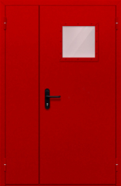 Фото двери «Полуторная со стеклопакетом (красная)» в Щербинке