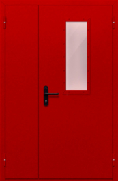 Фото двери «Полуторная со стеклом (красная)» в Щербинке