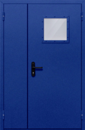 Фото двери «Полуторная со стеклопакетом (синяя)» в Щербинке